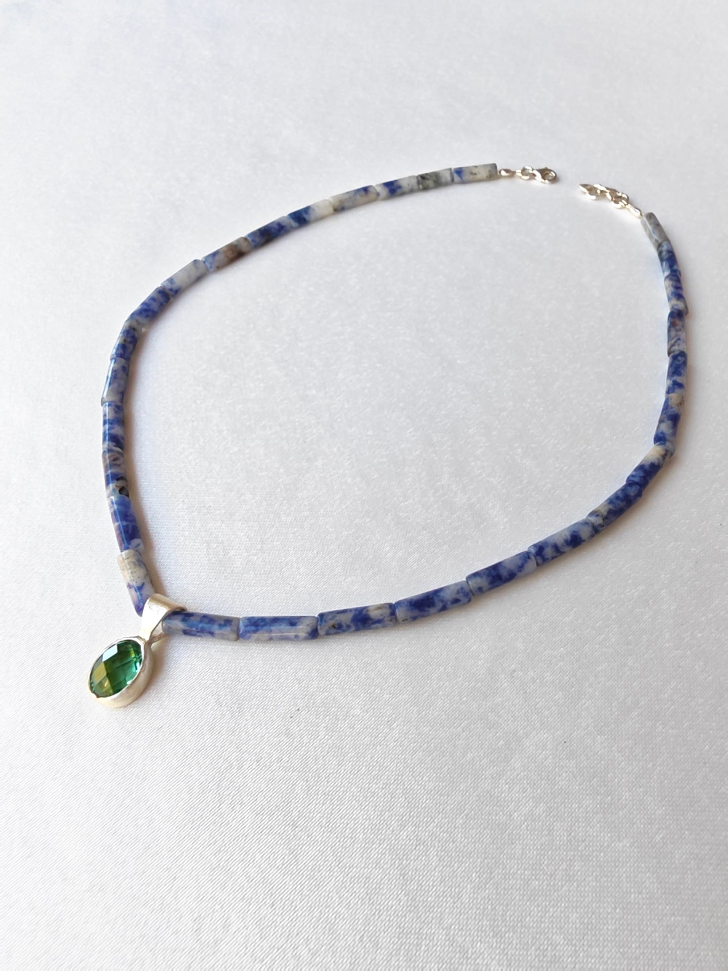 Aegean — Sodalit & Yeşil Topaz El Yapımı Gümüş Kolye | moirai jewellery