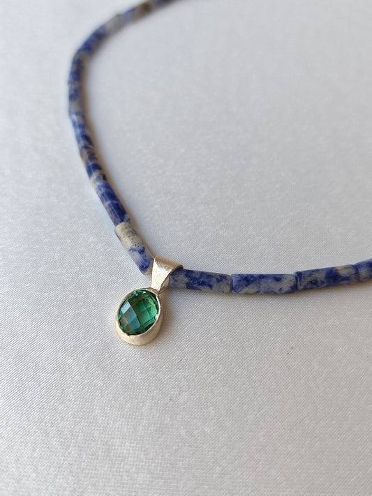 Aegean / Ege — Sodalit & Yeşil Topaz Kolye