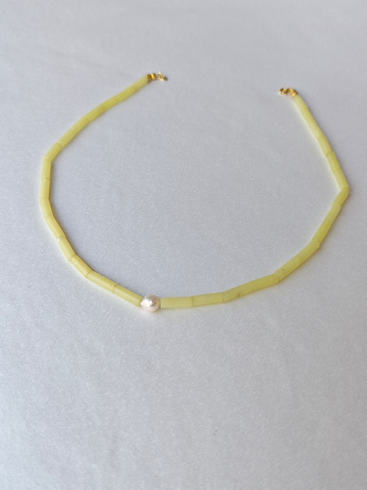 Güneşin Kalbi — Limon Kuvars & İnci El Yapımı Altın Kaplama Kolye | moirai jewellery