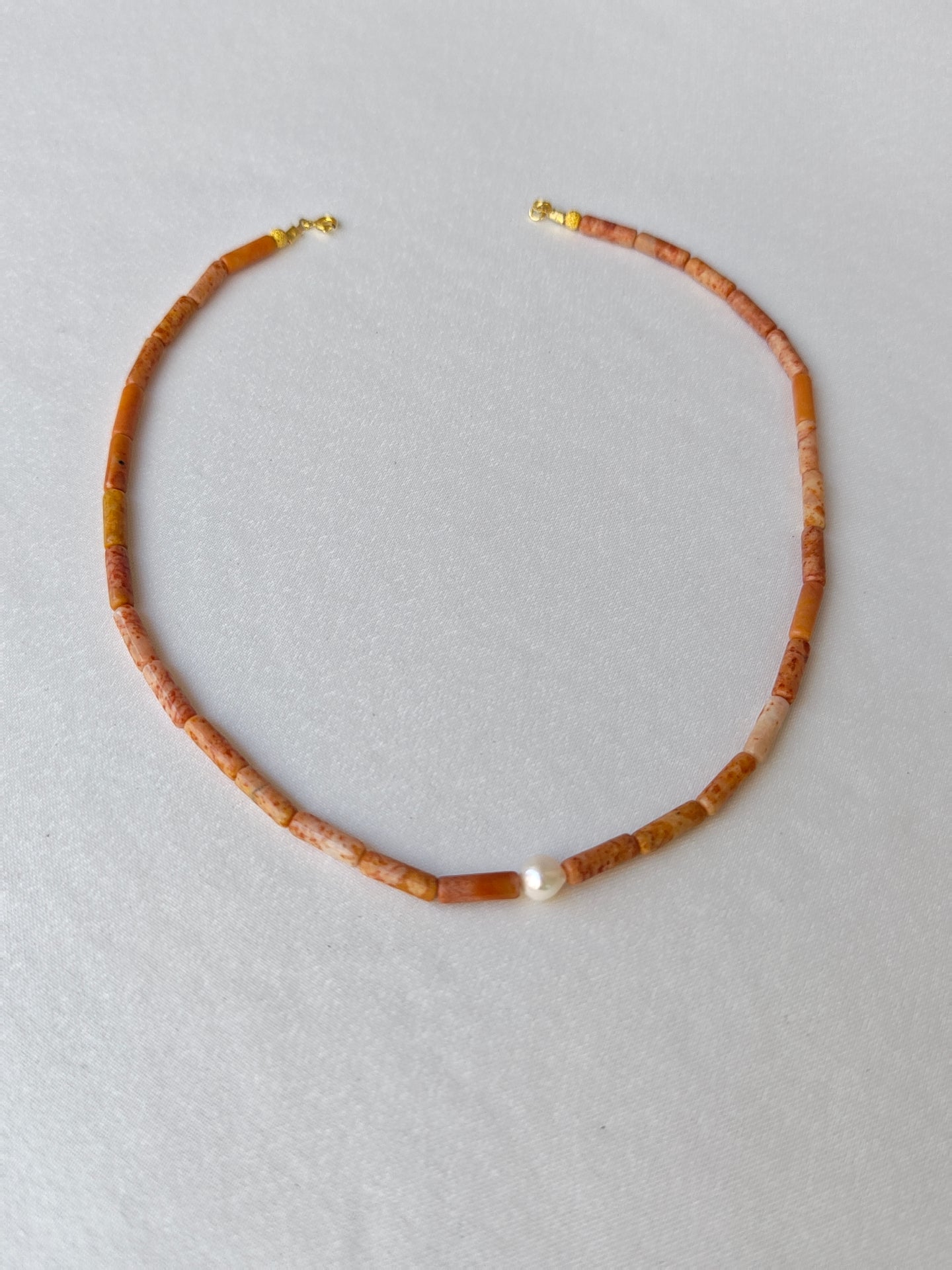 Amber — Kahve Jasper & İnci El Yapımı Doğal Taş Kolye | moirai jewellery