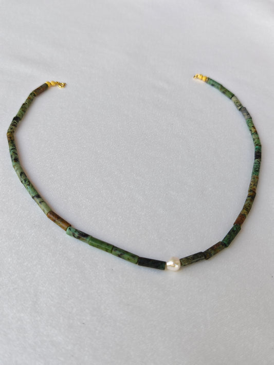 Luna Pearl — Labradorit & İnci El Yapımı Doğal Taş Kolye | moirai jewellery
