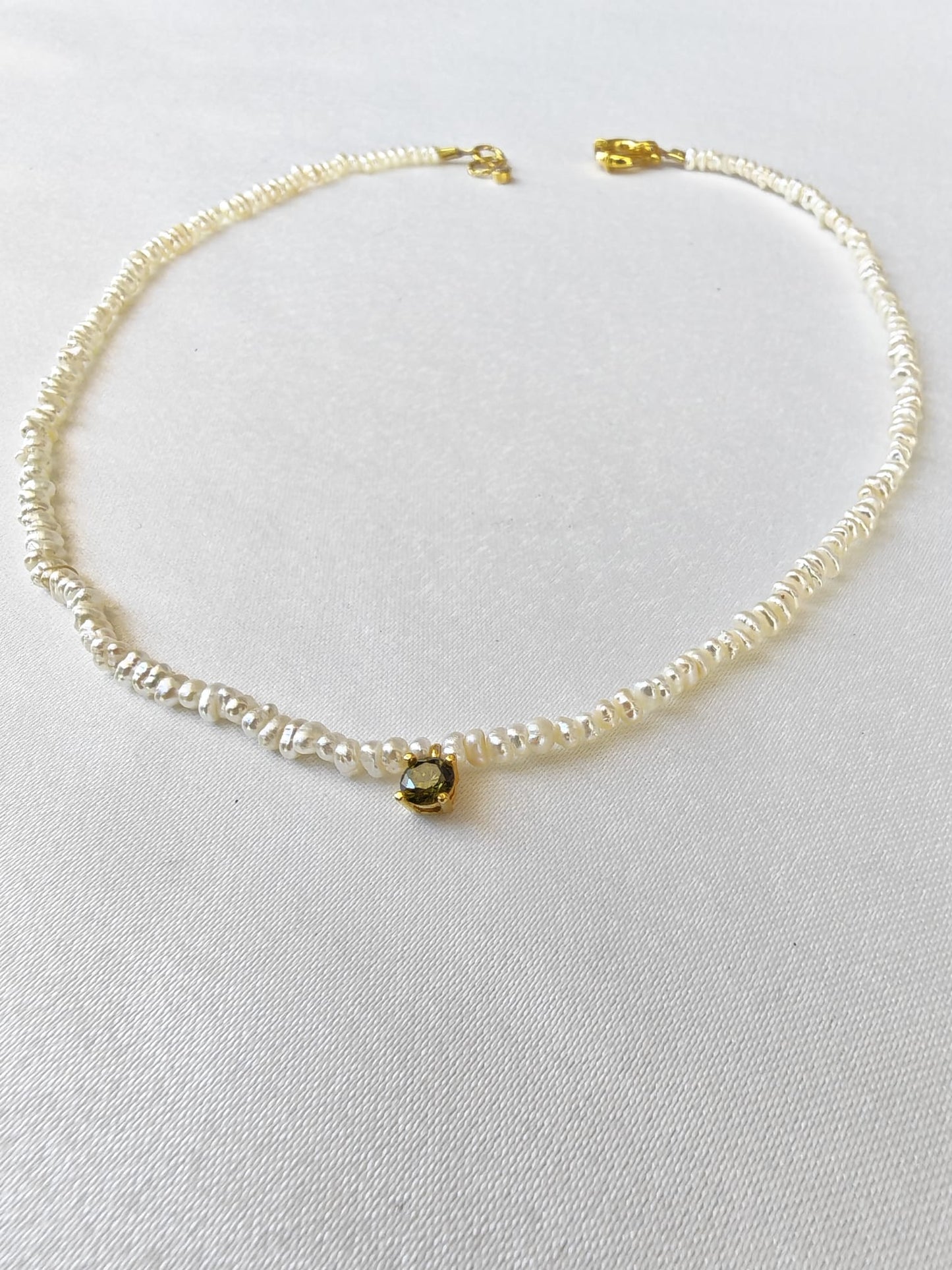Perla Verde — İnci & Yeşil Taş El Yapımı Gümüş Kolye | moirai jewellery